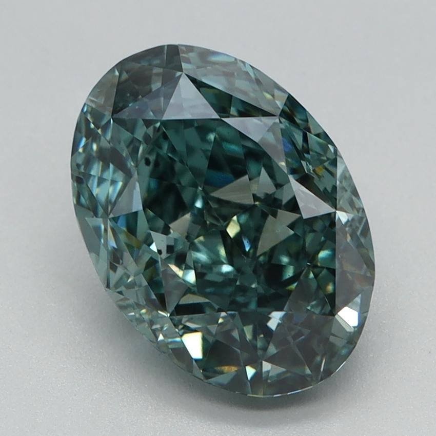 2.47 Ct. Fancy Vivid Bluish Green Oval Lab Grown Diamond
