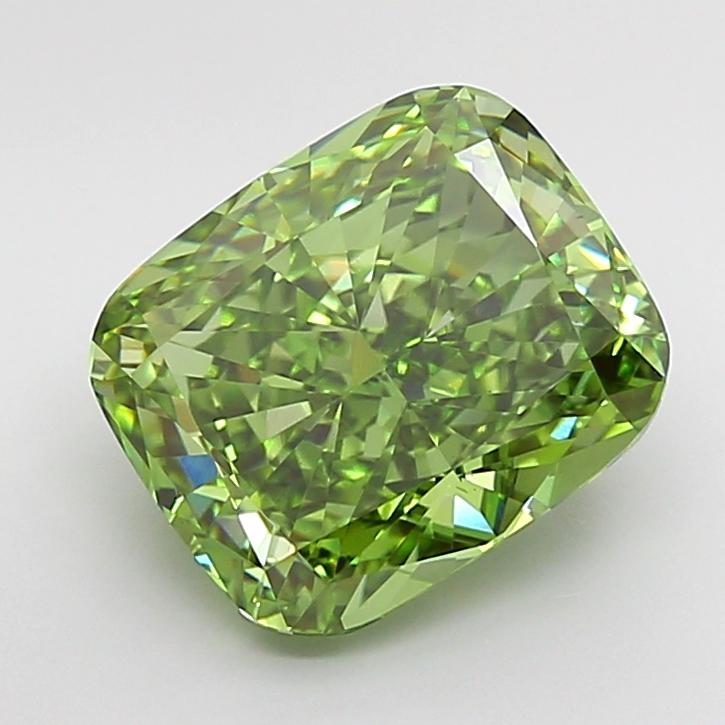 5.01 Ct. Fancy Vivid  Green Cushion Lab Grown Diamond