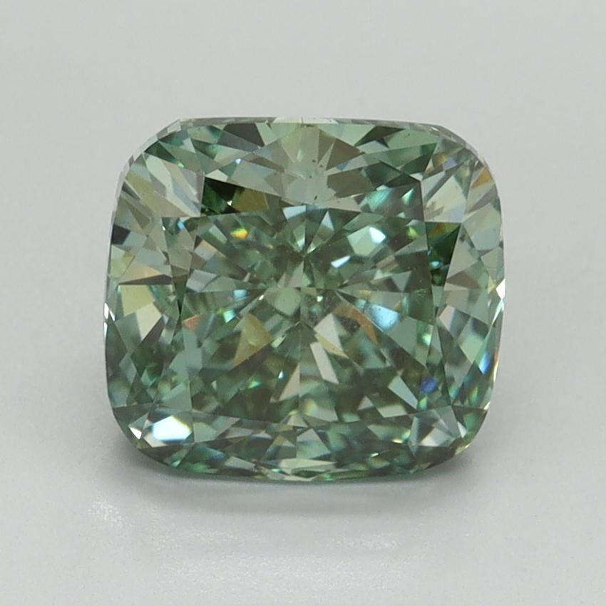 2.23 Ct. Fancy Vivid Green Cushion Lab Grown Diamond