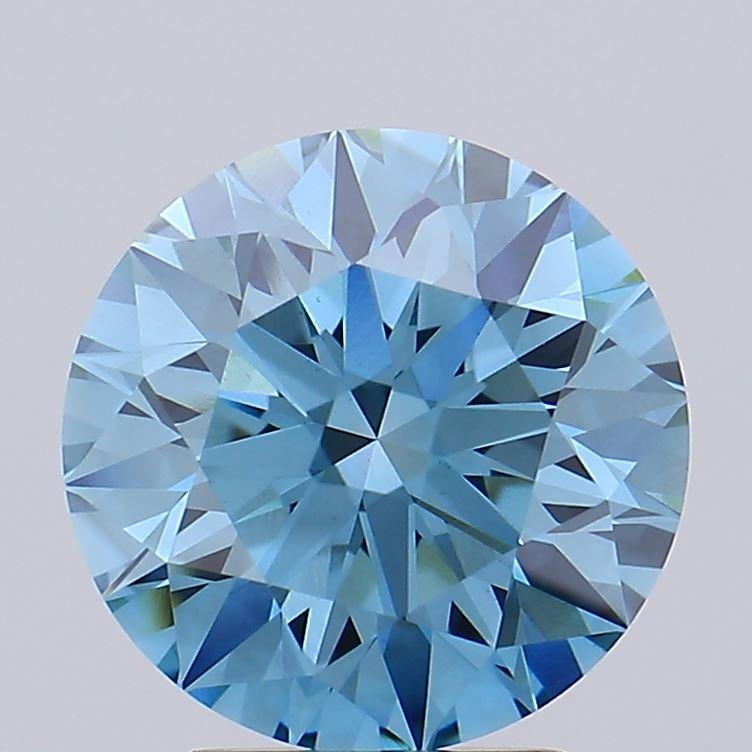 3.08 Ct. Fancy Vivid Blue Round Lab Grown Diamond