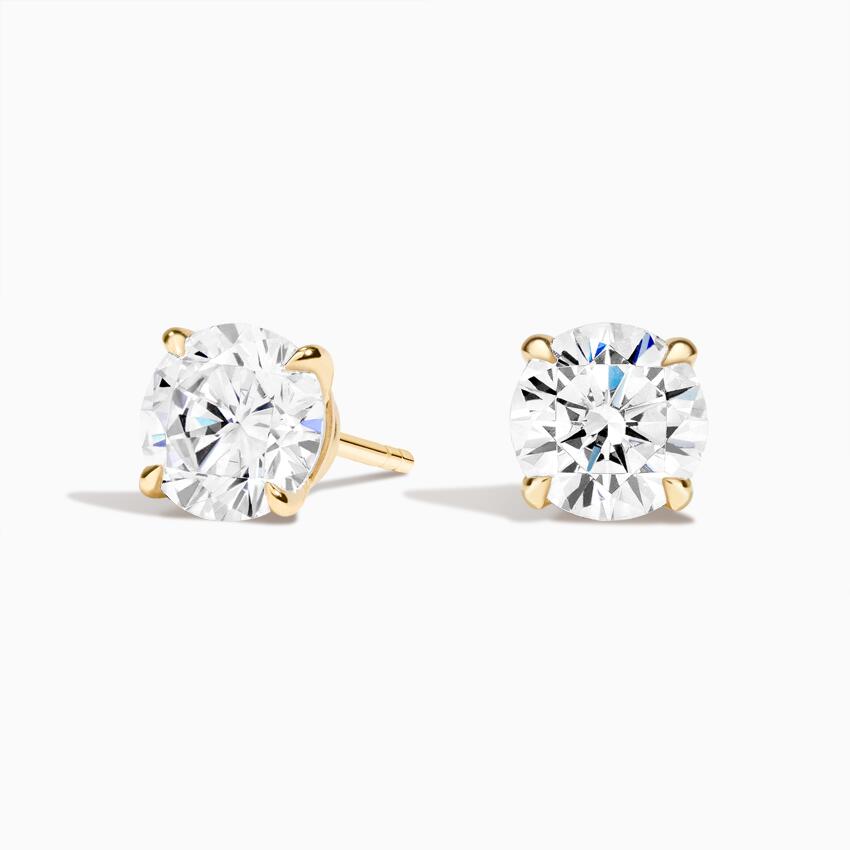 Claw Prong Lab Diamond Stud Earrings (1 ct. tw.) in 18K Yellow Gold ...