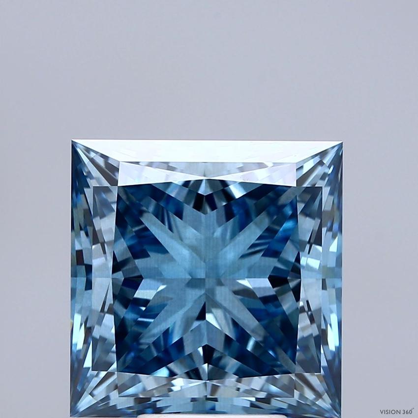 7.50 Ct. Fancy Vivid Blue Princess Lab Grown Diamond