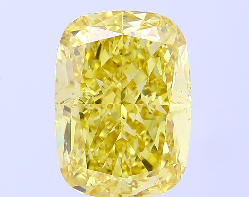 8.89 Ct. Fancy Vivid Yellow Cushion Lab Grown Diamond