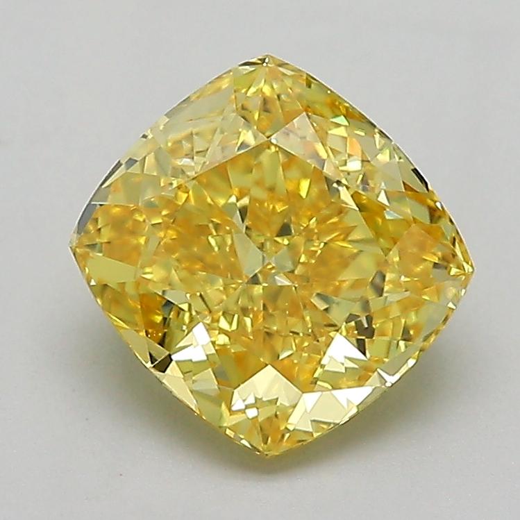 2.01 Ct. Fancy Vivid  Yellow Cushion Lab Grown Diamond