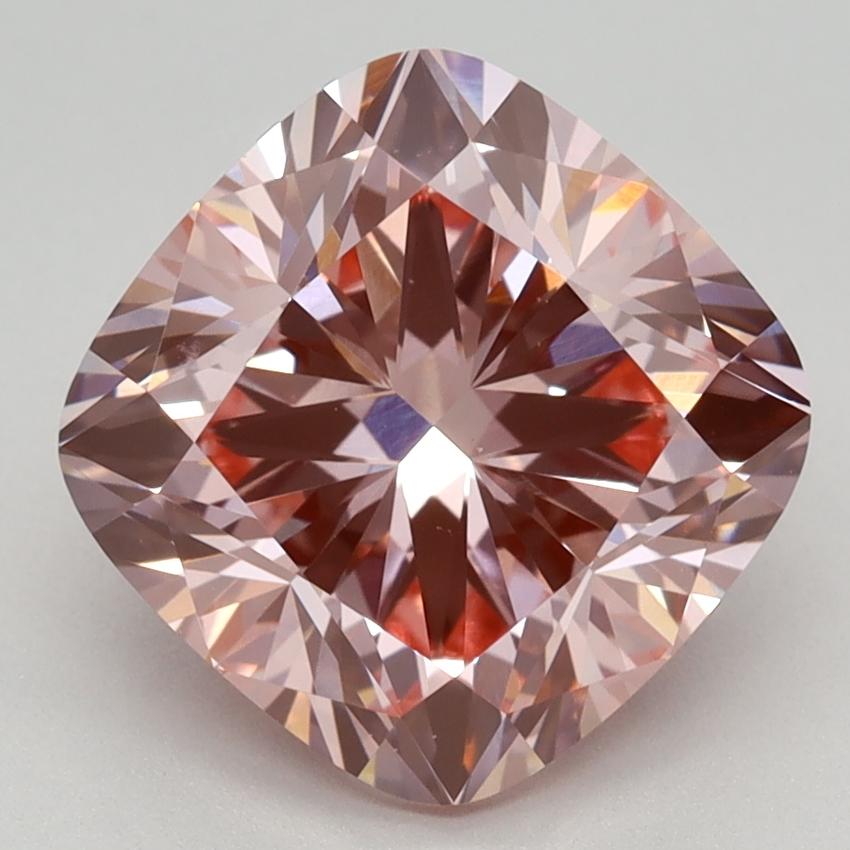 3.19 Ct. Fancy Vivid Pink Cushion Lab Grown Diamond