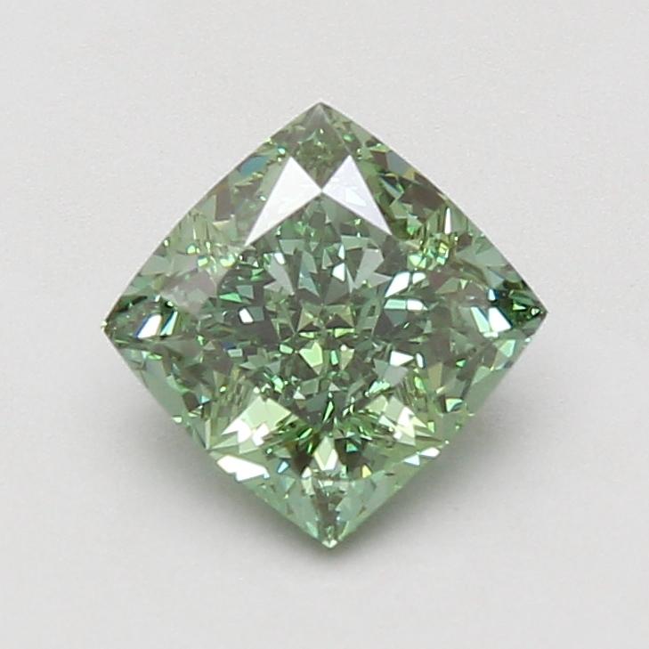 1.92 Ct. Fancy Vivid Green Cushion Lab Grown Diamond