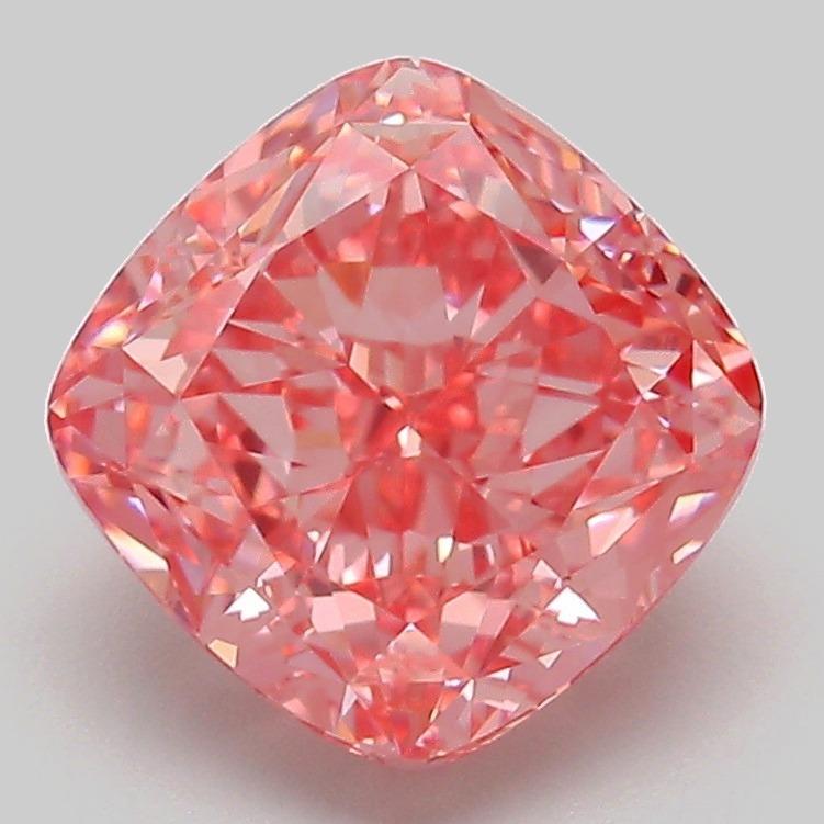 3.05 Ct. Fancy Vivid Pink Cushion Lab Grown Diamond