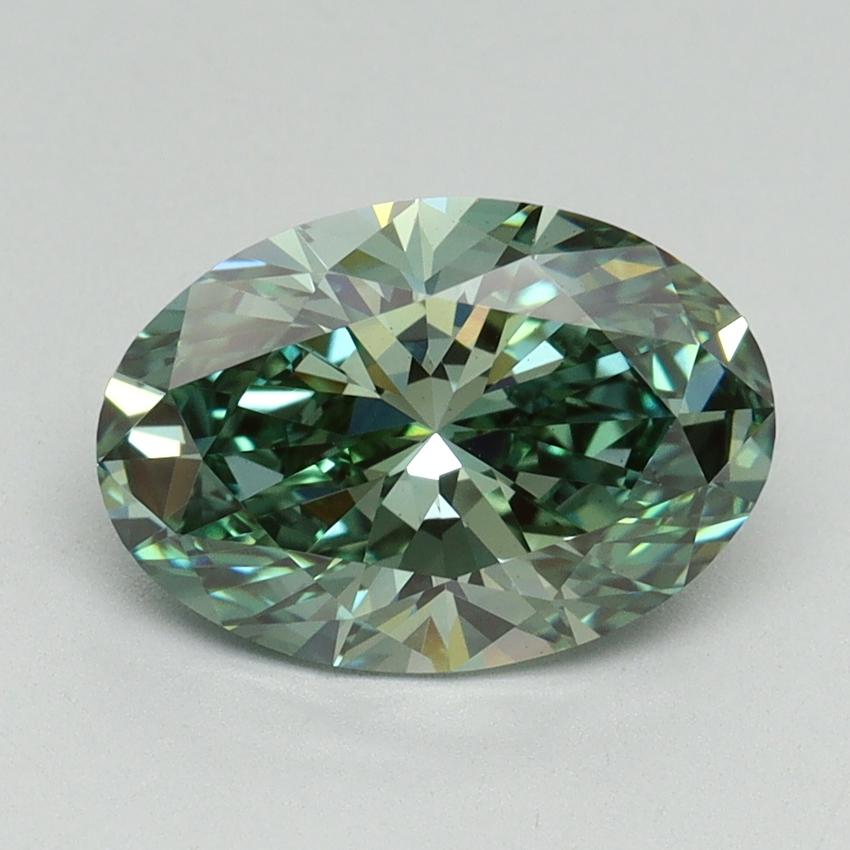 2.22 Ct. Fancy Vivid Green Oval Lab Grown Diamond