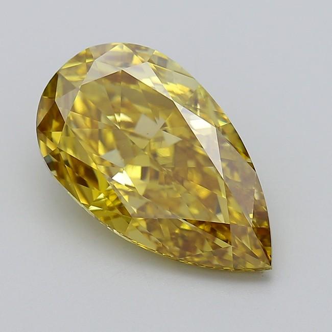 6.05 Ct. Fancy Vivid  Yellow Pear Lab Grown Diamond