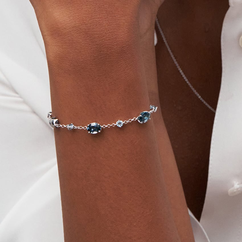 Silver Maris London Blue Topaz and Aquamarine Bracelet