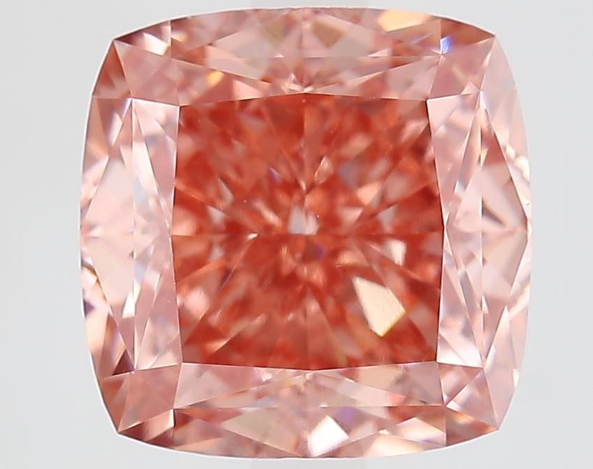 4.10 Ct. Fancy Vivid Brownish Pink Cushion Lab Grown Diamond