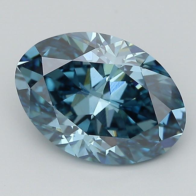 5.51 Ct. Fancy Vivid  Blue Oval Lab Grown Diamond