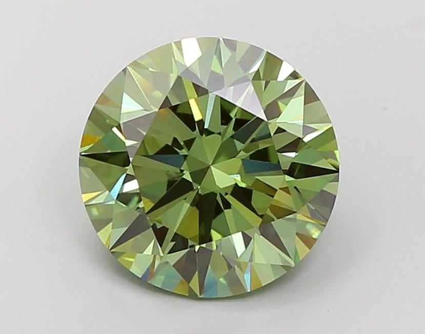 5.38 Ct. Fancy Vivid  Green Round Lab Grown Diamond