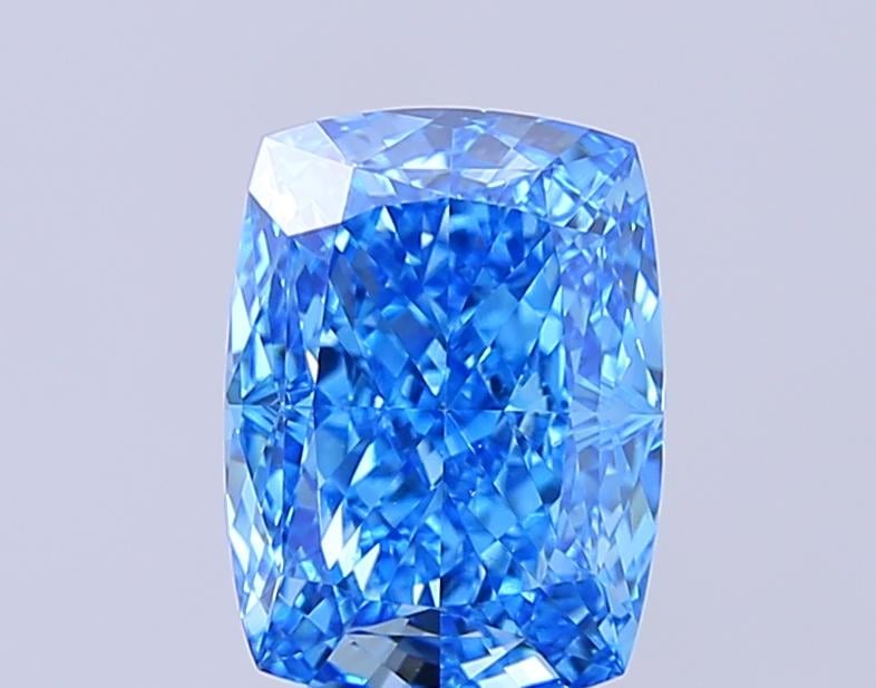 3.04 Ct. Fancy Vivid  Blue Cushion Lab Grown Diamond
