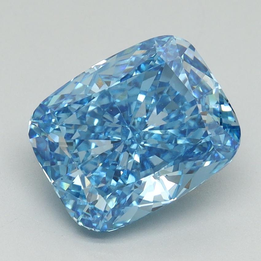 3.31 Ct. Fancy Vivid Blue Cushion Lab Grown Diamond