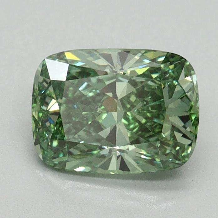 1.02 Ct. Fancy Vivid Green Cushion Lab Grown Diamond