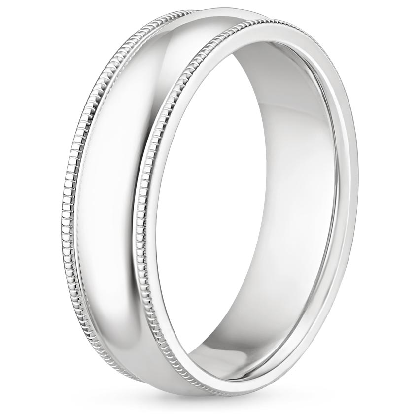 5mm Milgrain Wedding Ring in 18K White Gold
