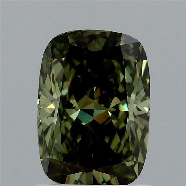 1.43 Ct. Fancy Vivid Green Cushion Lab Grown Diamond