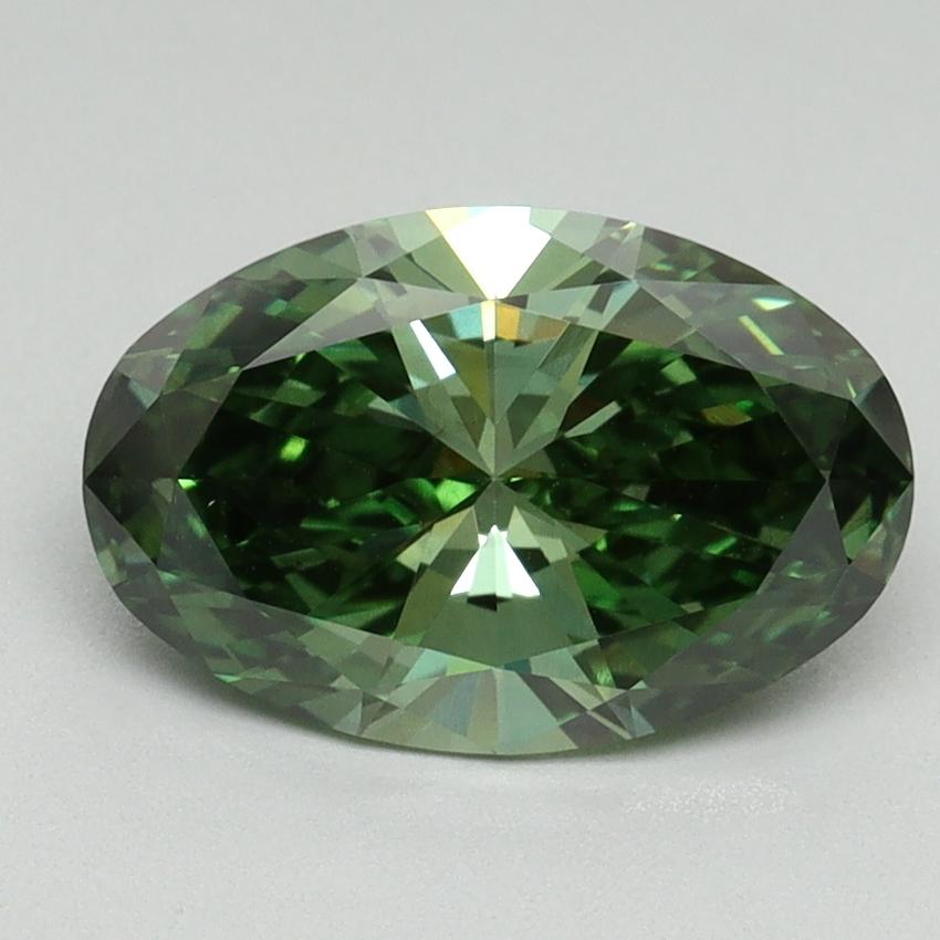 2.01 Ct. Fancy Vivid Pacific Green Oval Lab Grown Diamond