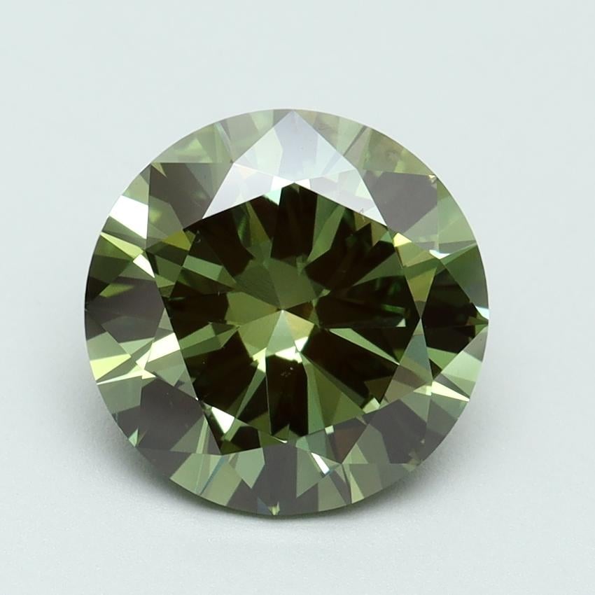 3.01 Ct. Fancy Vivid Green Round Lab Grown Diamond