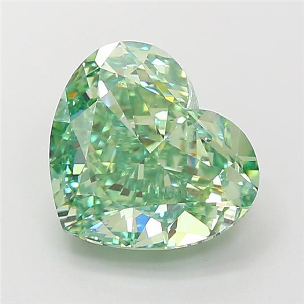 3.34 Ct. Fancy Vivid Green Heart Lab Grown Diamond