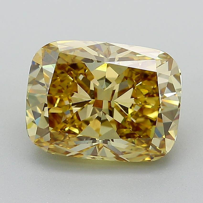 4.37 Ct. Fancy Intense Yellow Cushion Lab Grown Diamond