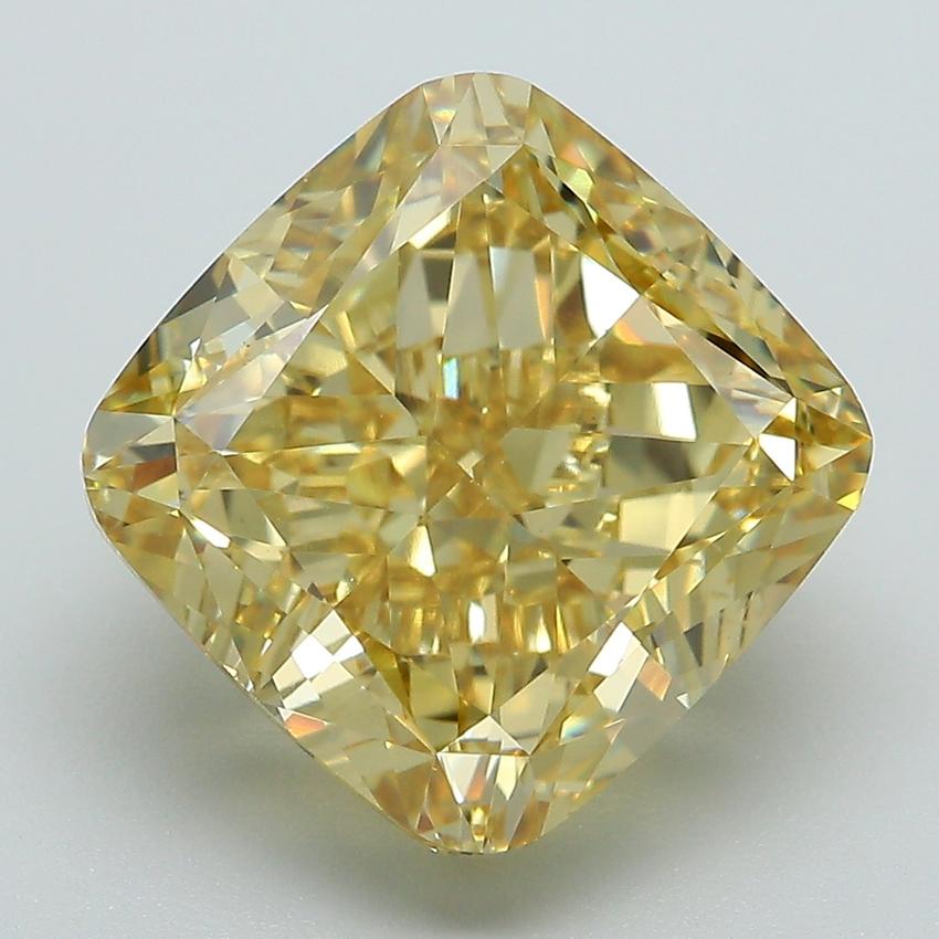 8.63 Ct. Fancy Vivid  Yellow Cushion Lab Grown Diamond