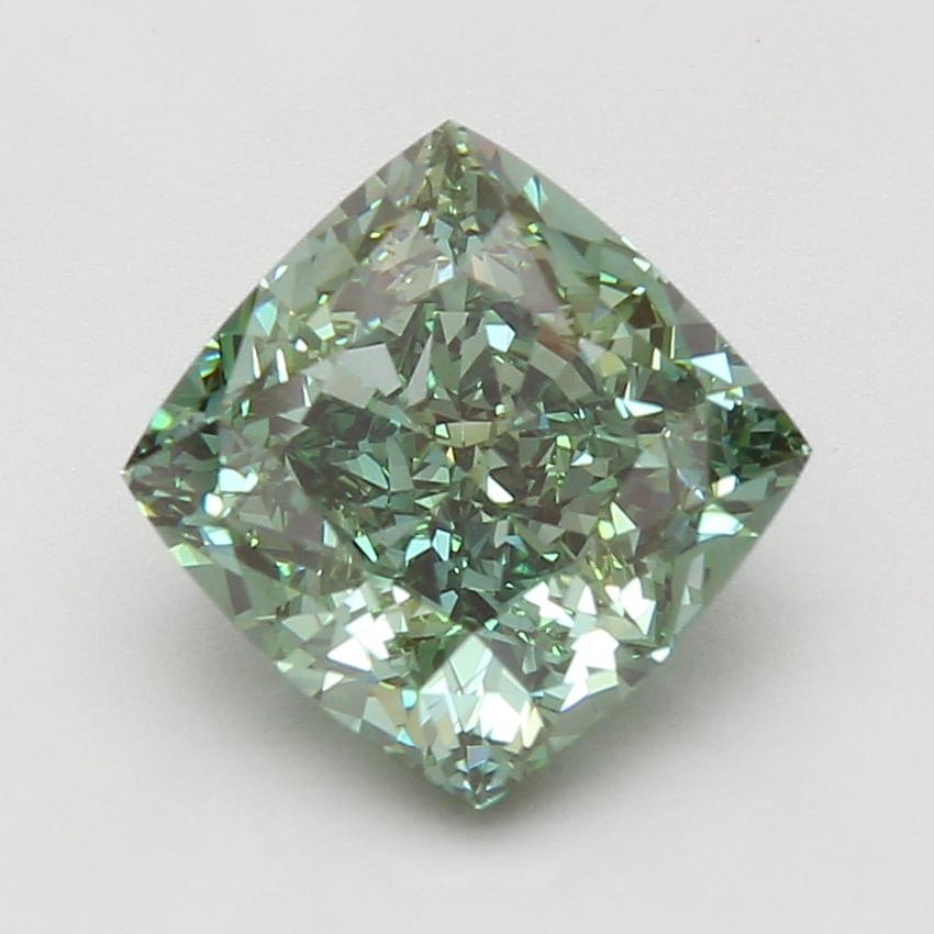 5.05 Ct. Fancy Vivid Green Cushion Lab Grown Diamond