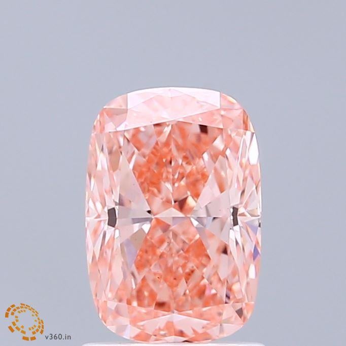 1.54 Ct. Fancy Vivid  Pink Cushion Lab Grown Diamond