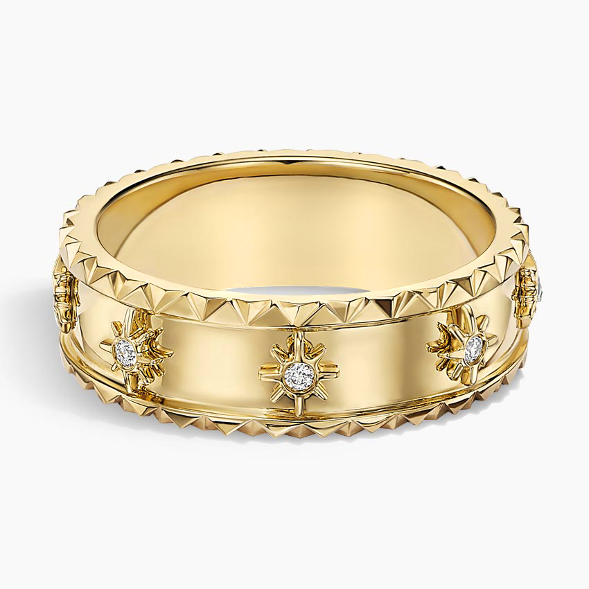 14K Yellow Gold Sol Starburst Diamond Ring