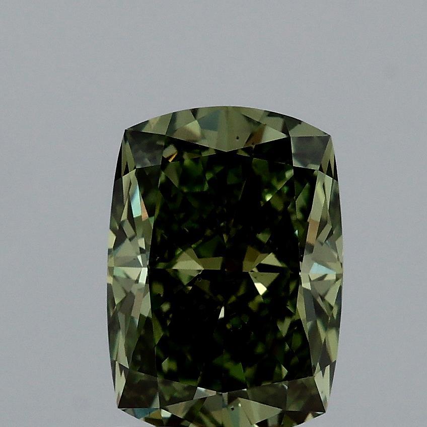 2.02 Ct. Fancy Vivid Green Cushion Lab Grown Diamond