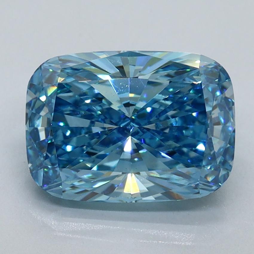2.51 Ct. Fancy Vivid Malibu Blue Cushion Lab Grown Diamond