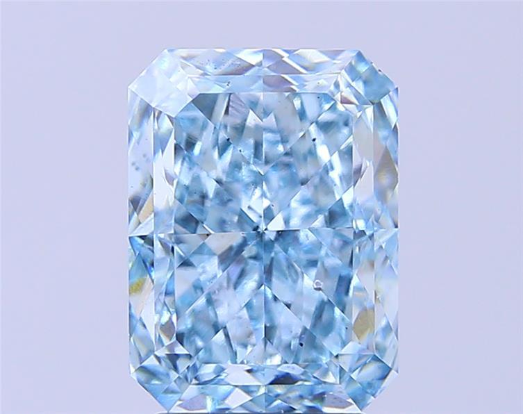 4.00 Ct. Fancy Vivid Greenish Blue Radiant Lab Grown Diamond