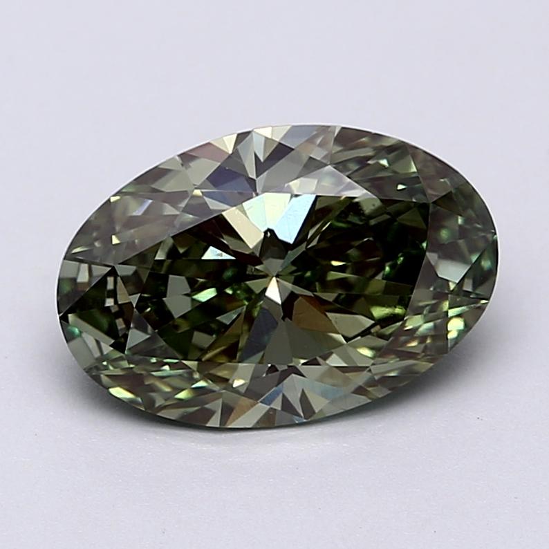 3.05 Ct. Fancy Vivid  Green Oval Lab Grown Diamond