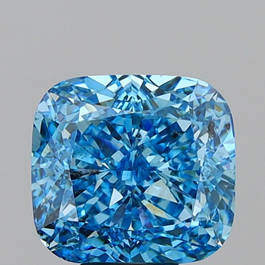 7.04 Ct. Fancy Vivid Blue Cushion Lab Grown Diamond