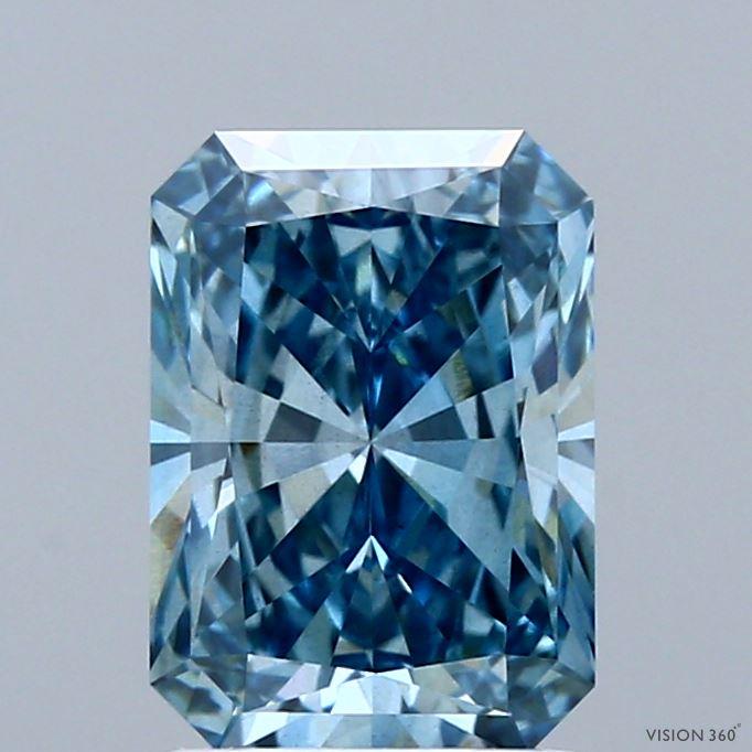 2.05 Ct. Fancy Vivid Greenish Blue Radiant Lab Grown Diamond