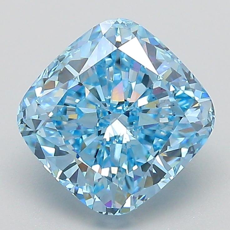 2.50 Ct. Fancy Vivid  Blue Cushion Lab Grown Diamond