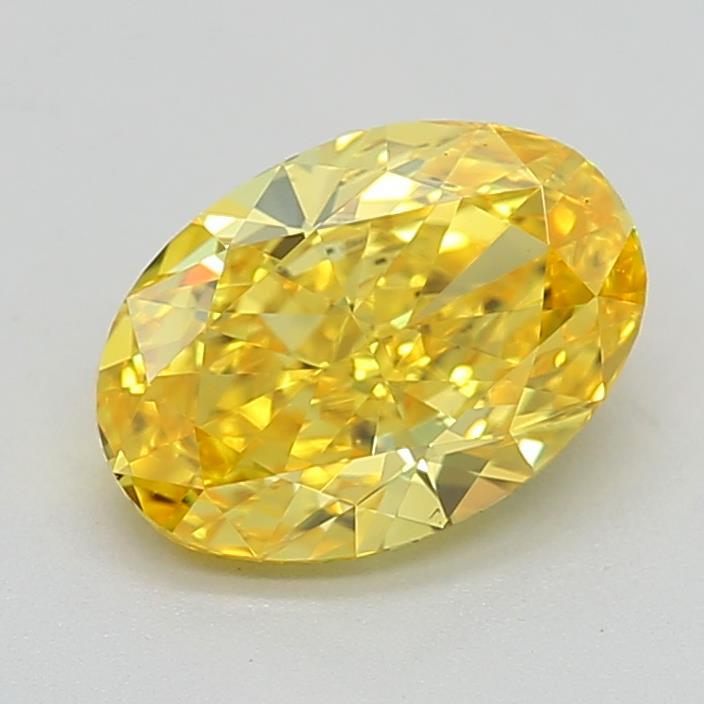 0.70 Ct. Fancy Vivid Yellow Oval Lab Grown Diamond
