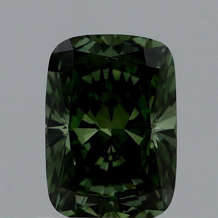 0.99 Ct. Fancy Vivid Green Cushion Lab Grown Diamond