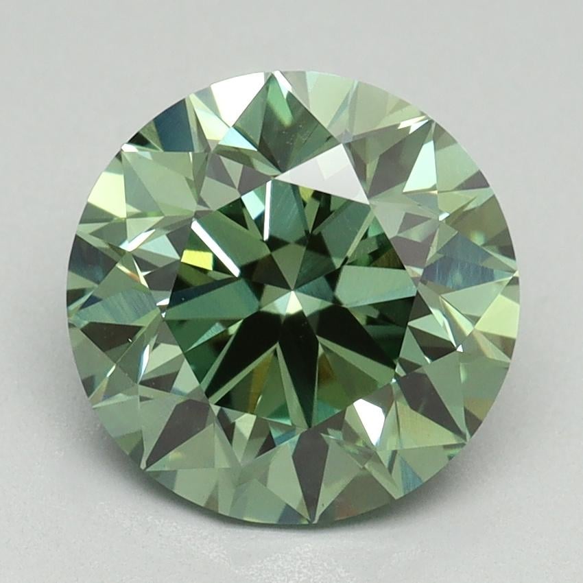 3.03 Ct. Fancy Vivid Green Round Lab Grown Diamond