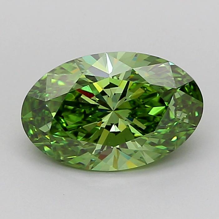 2.20 Ct. Vivid  Green Oval Lab Grown Diamond