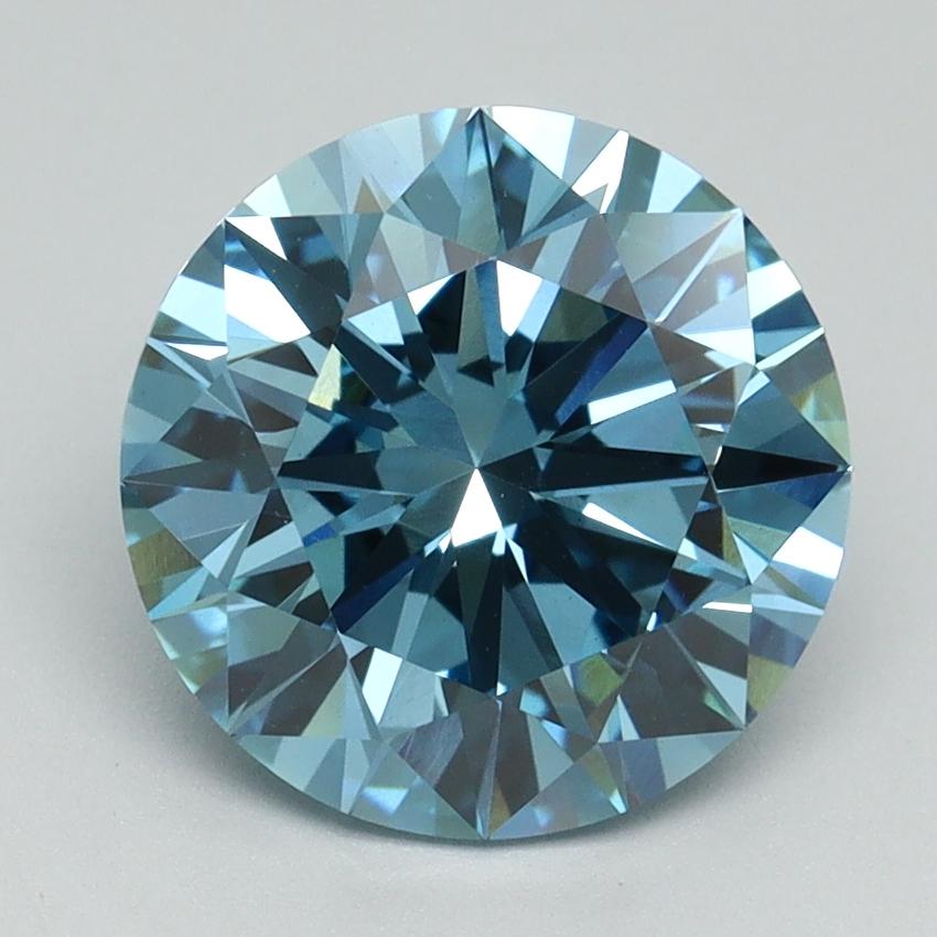 3.08 Ct. Fancy Vivid Blue Round Lab Grown Diamond