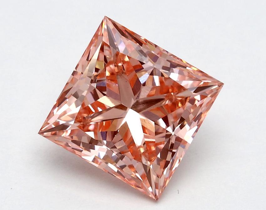 3.04 Ct. Fancy Vivid Pink Princess Lab Grown Diamond