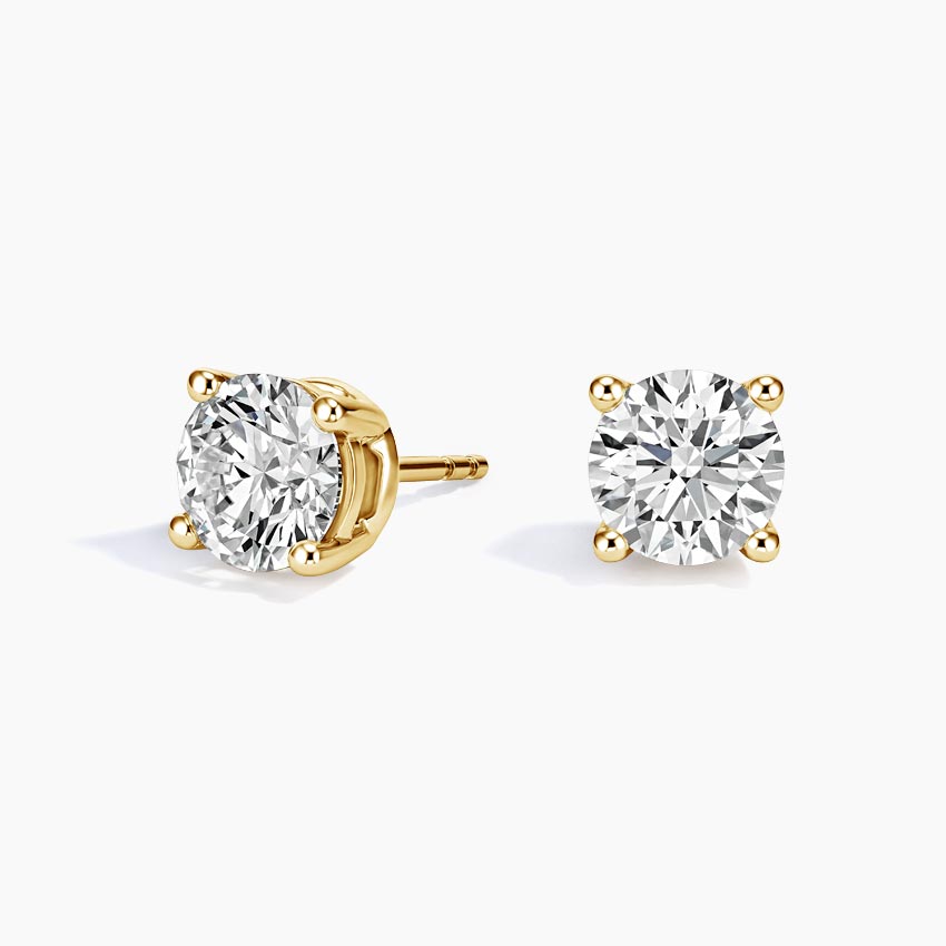 18K Yellow Gold Perfect 4-Prong Certified Lab Diamond Stud Earrings (2 ct. tw.)