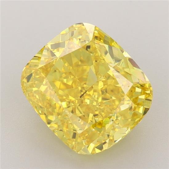 3.09 Ct. Fancy Vivid Yellow Cushion Lab Grown Diamond