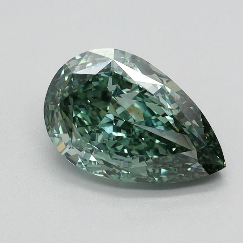 1.57 Ct. Fancy Vivid Bluish Green Pear Lab Grown Diamond