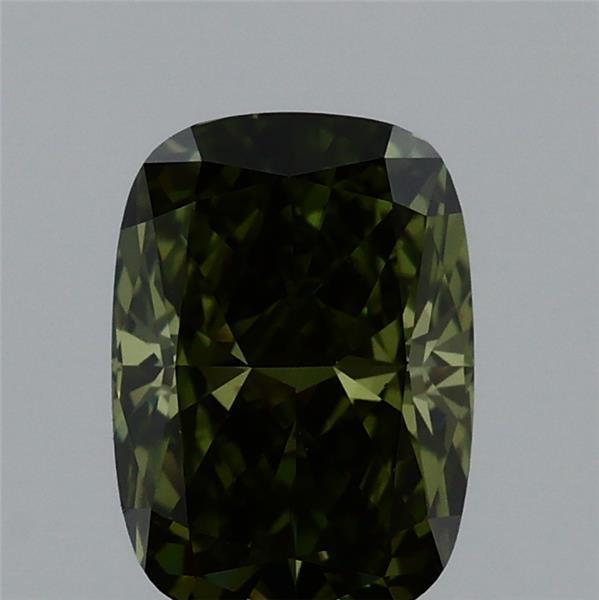 1.03 Ct. Fancy Vivid Green Cushion Lab Grown Diamond