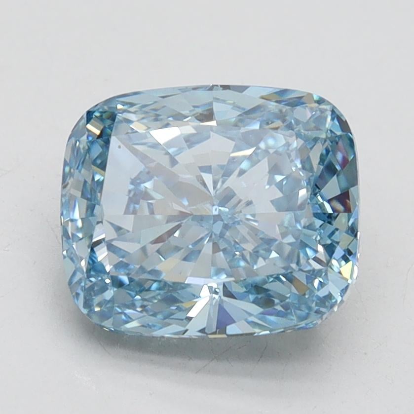 2.43 Ct. Fancy Vivid Blue Cushion Lab Grown Diamond
