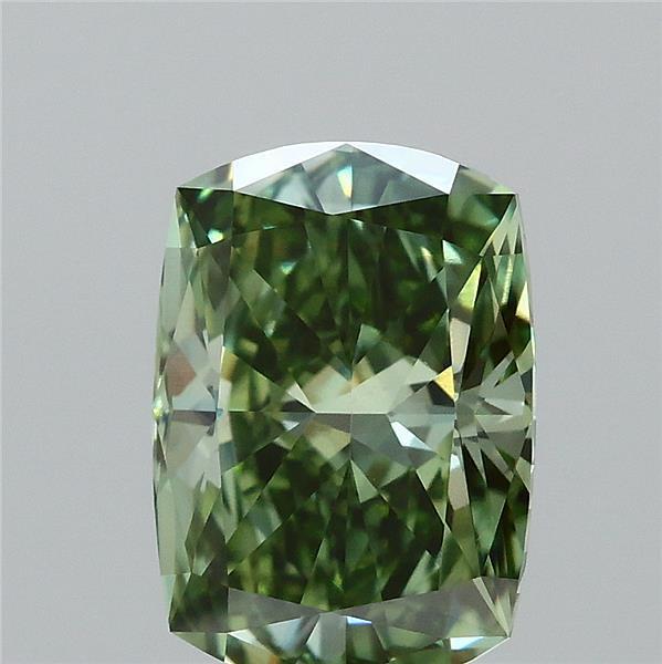 1.10 Ct. Fancy Vivid  Green Cushion Lab Grown Diamond