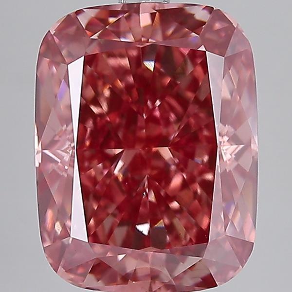 6.07 Ct. Fancy Vivid Pink Cushion Lab Grown Diamond